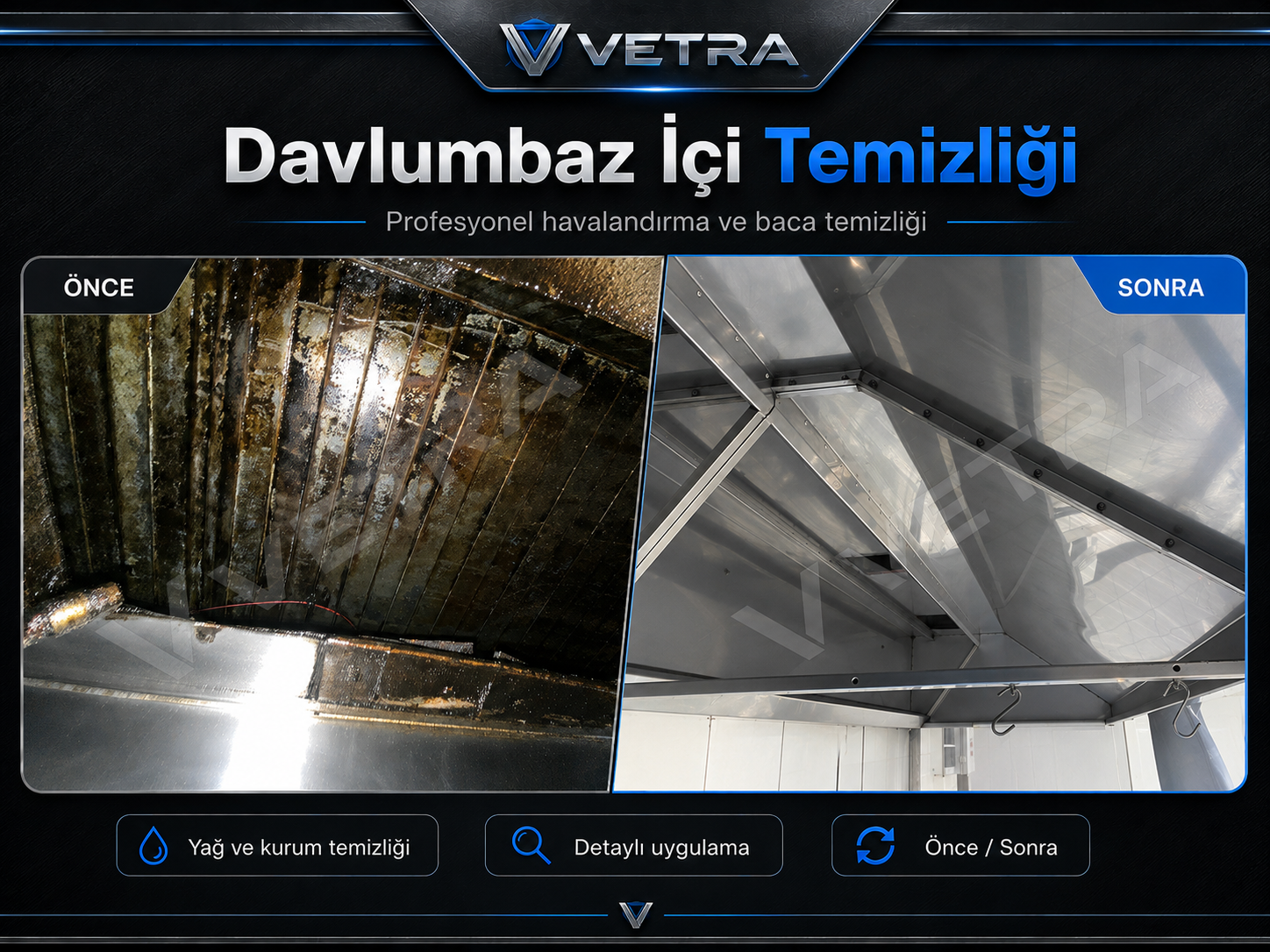 VETRA davlumbaz temizliği uygulama görseli